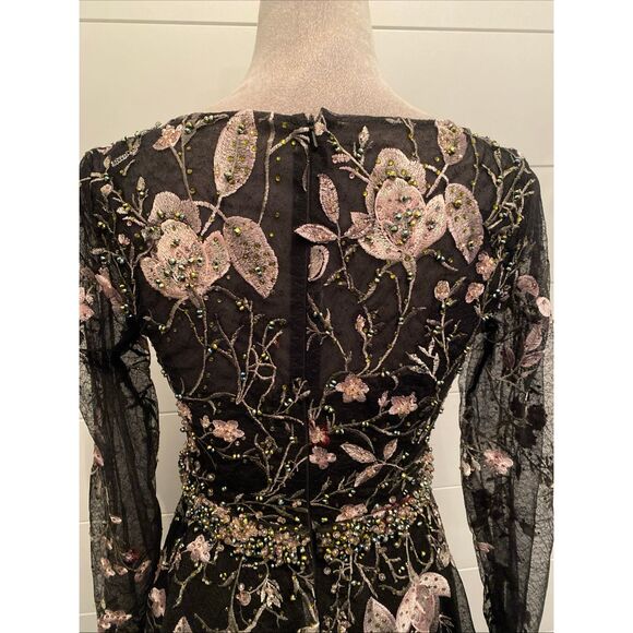 Mac Duggal 20476 Floral Embroidered Long Sleeve Dress Size 4 - Picture 11 of 16